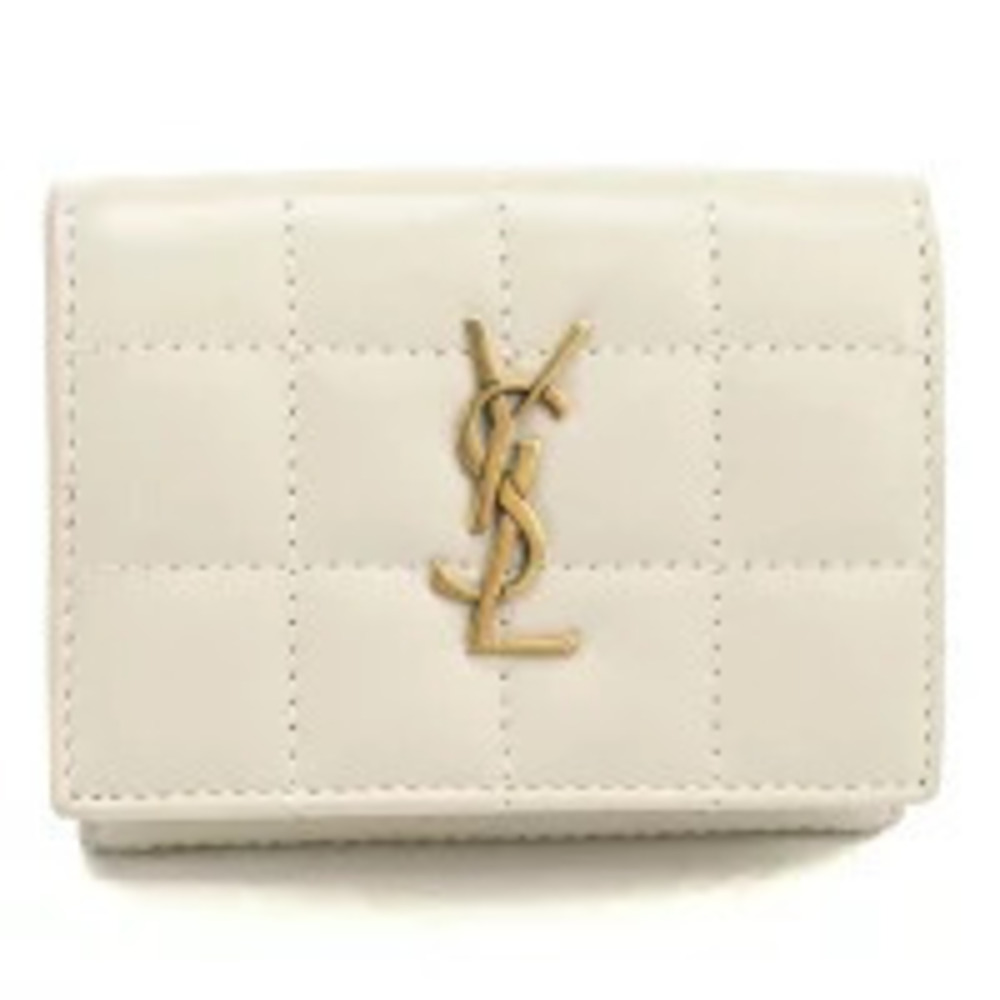 Saint Laurent Tri fold Wallet Compact Cassandra Matrasse White